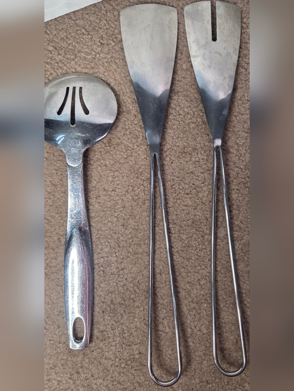 Oneida 18/8 Slotted Serving Spoon & Two Pier One Salad Forks Stainless Steel